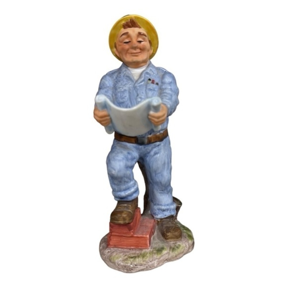 LEFTON CHINA HAND PAINTED GG 1580 PORCELAIN MINER CONSTRUCTION WORKER FIGURINE‎